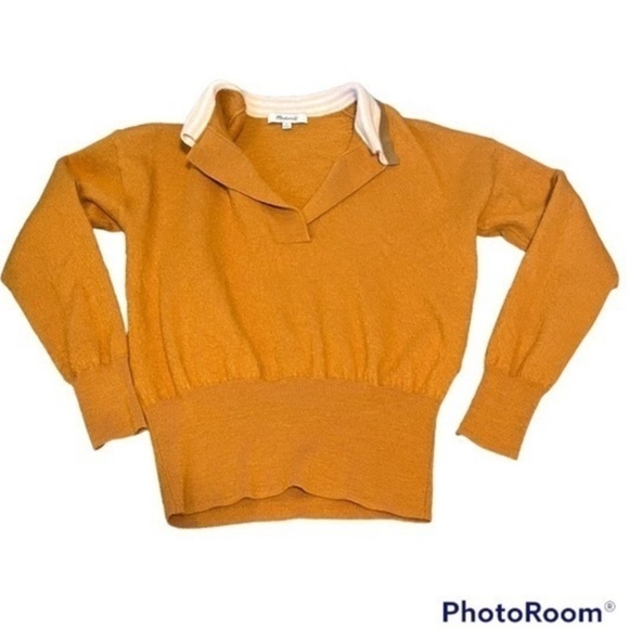 Madewell Tops - Madewell Colorblock Polo Sweater,
100% merino wool, size XS